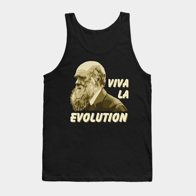 Viva La Evolution Charles Darwin Portrait Tank Top by Slightly Unhinged